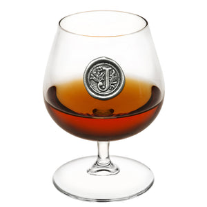 Monogramma Brandy Cognac Snifter in vetro Regalo personalizzato con iniziale in peltro