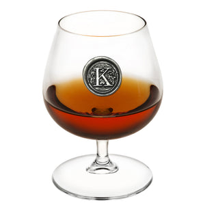 Monogram Brandy Cognac Snifter Glass Personalised Gift With Pewter Initial