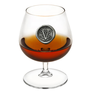 Monogram 410ml Brandy Cognac Snifter Glass Personalised Gift With Pewter Initial