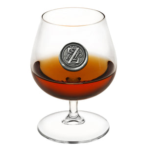 Monogram Brandy Cognac Snifter Glass Personalised Gift With Pewter Initial
