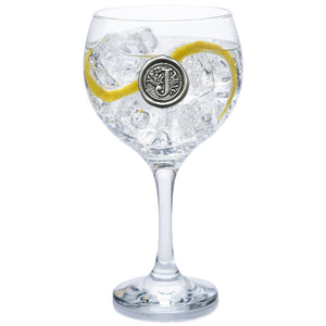 Monogram Gin Glass Personalised Gift With Pewter Initial