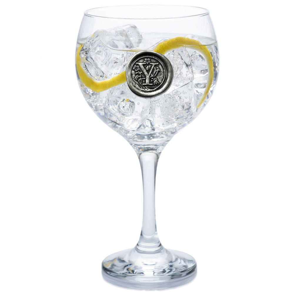 Monogram Gin Glass Personalised Gift With Pewter Initial