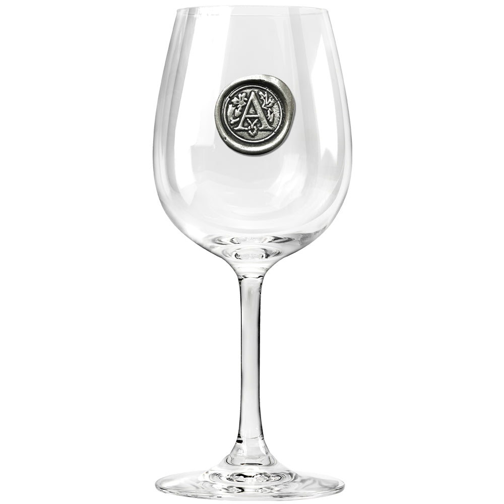 Monogram Wine Glass Personalised Gift With Pewter Initial