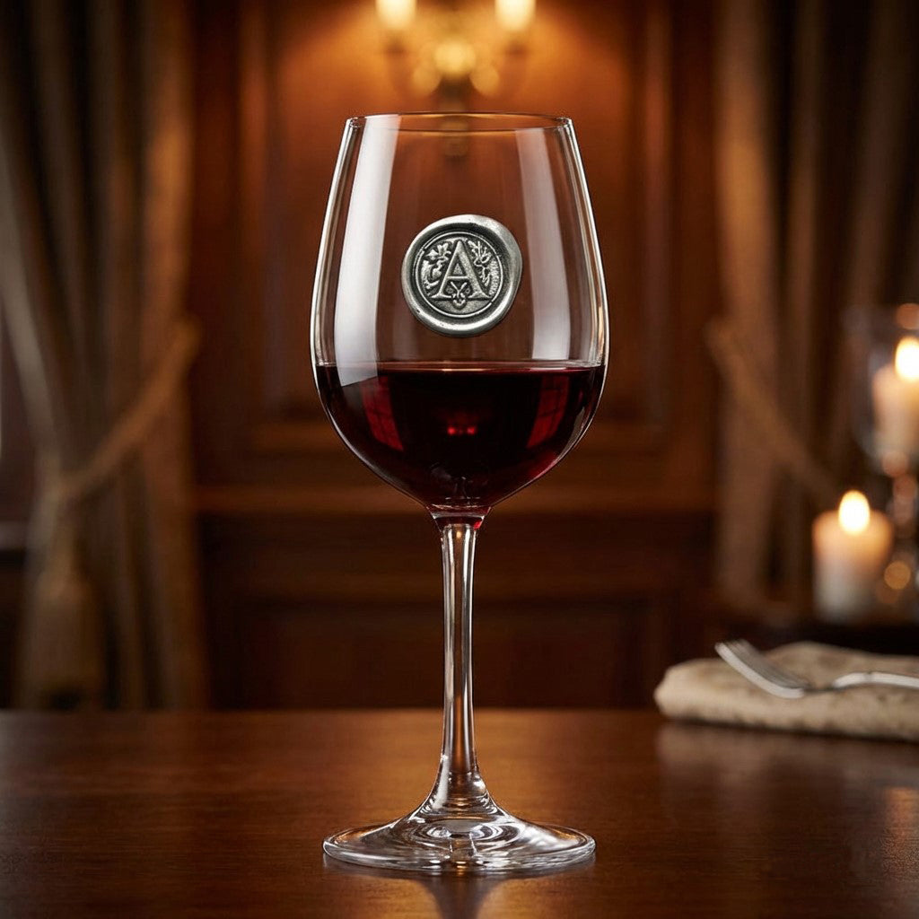 Verre à vin monogramme Cadeau personnalisé avec initiale en étain
