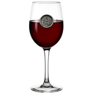 Bicchiere da vino con monogramma Regalo personalizzato con iniziale in peltro