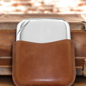 Novus Pewter Hip Flask with Genuine Leather Pouch