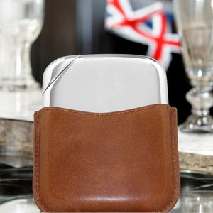 Novus Pewter Hip Flask with Genuine Leather Pouch