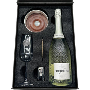 Luxury Prosecco Gift Set Includes Bottle, Personalised Flute, Pewter Bottle Coaster, Pewter Bottle Sealer & Pewter Coaster