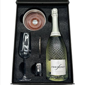 Luxury Prosecco Gift Set Includes Bottle, Flute, Pewter Bottle Coaster, Pewter Bottle Sealer & Pewter Coaster