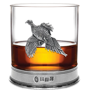 Set di 2 bicchieri di vetro per whisky in peltro di fagiano da 11 once