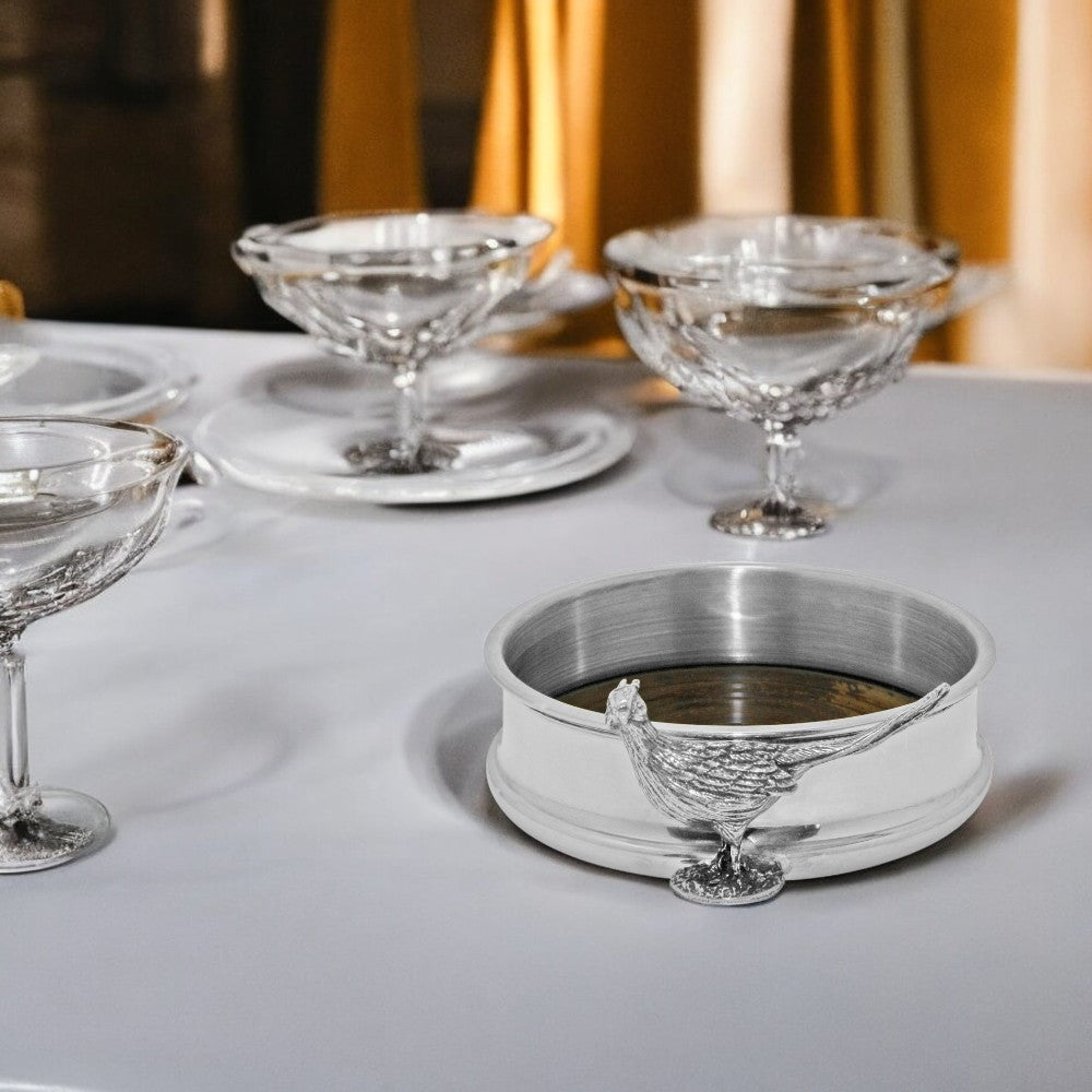 Luxus Zinn Weinflasche Untersetzer mit Fasan Verzierung