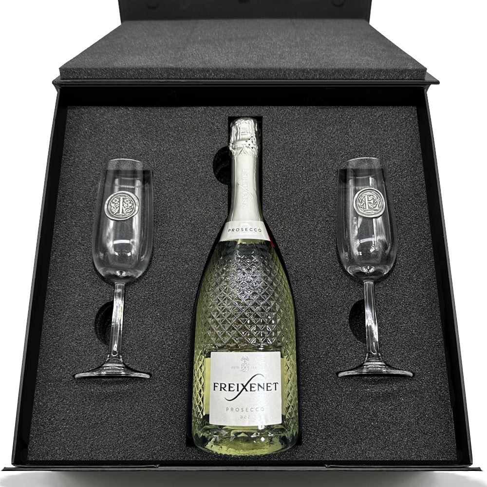 Luxury Prosecco Gift Set Includes Bottle & 2 Personalised Flutes