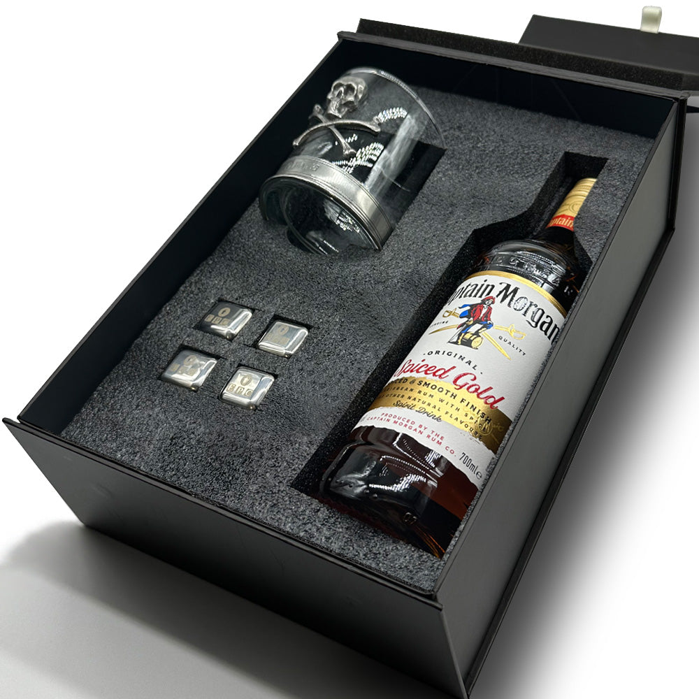 Luxury Rum Gift Set Includes Bottle, Glass and Ice Stones