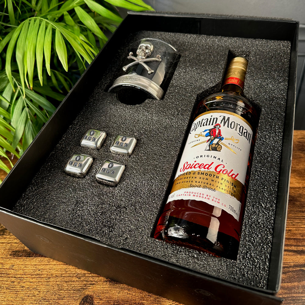 Luxury Rum Gift Set Includes Bottle, Glass and Ice Stones