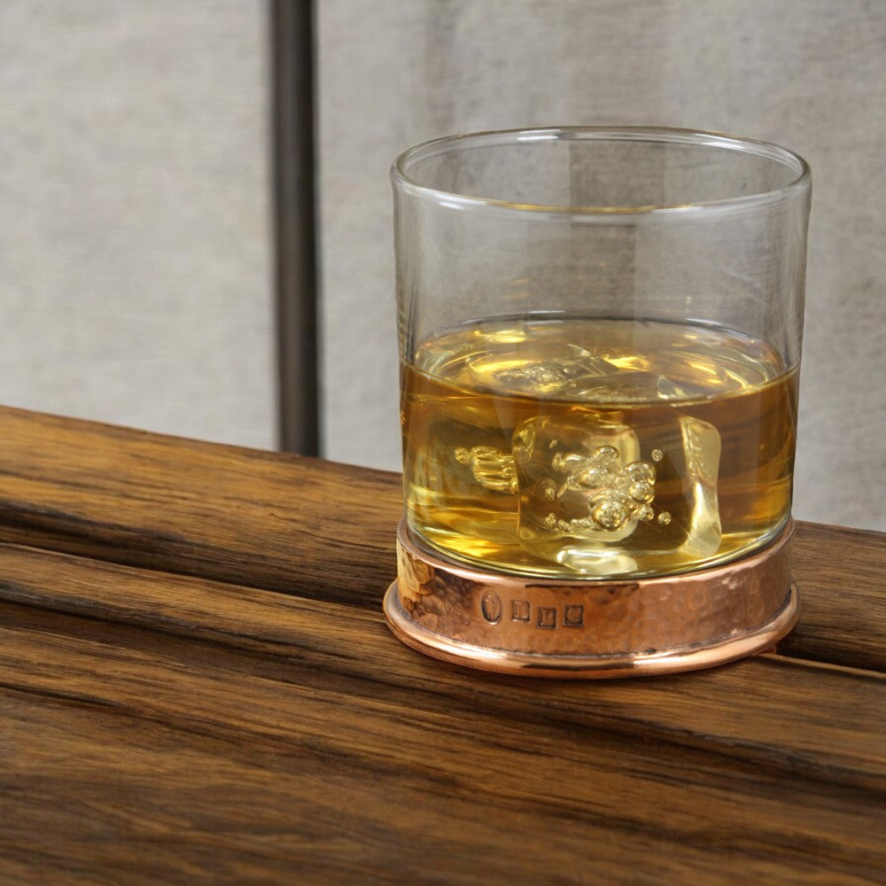 Bicchiere di vetro per whisky in peltro martellato 11oz Copper Pewter Rose