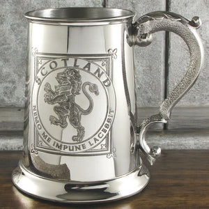 1 Pint* Pewter Beer Mug Tankard with Scottish Rampant Lion Design