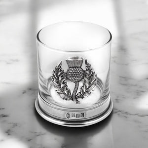 Gobelet en verre à whisky 11oz Scottish Thistle Pewter