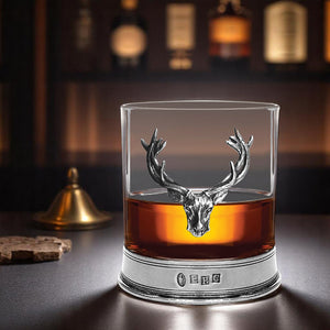 Gobelet à whisky en verre 11oz Stag Head Pewter