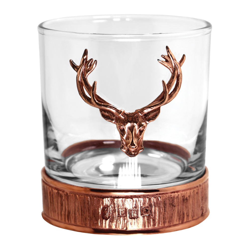 Majestic 570ml Whisky, Wine &amp; Spirits  Copper Stag Crystal Decanter Gift Set Includes 4x 11oz Stag Copper Tumblers