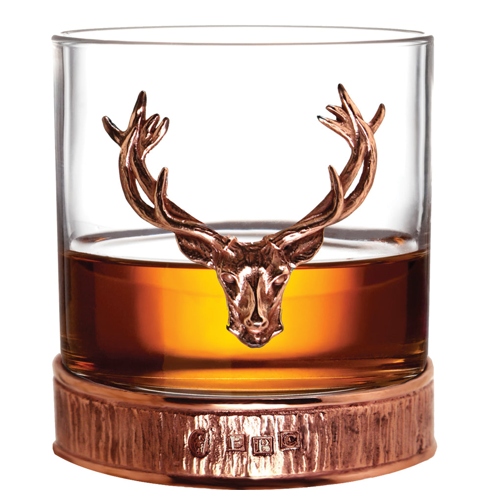 11oz Copper Majestic Stag Head Pewter Whisky Glass Tumbler