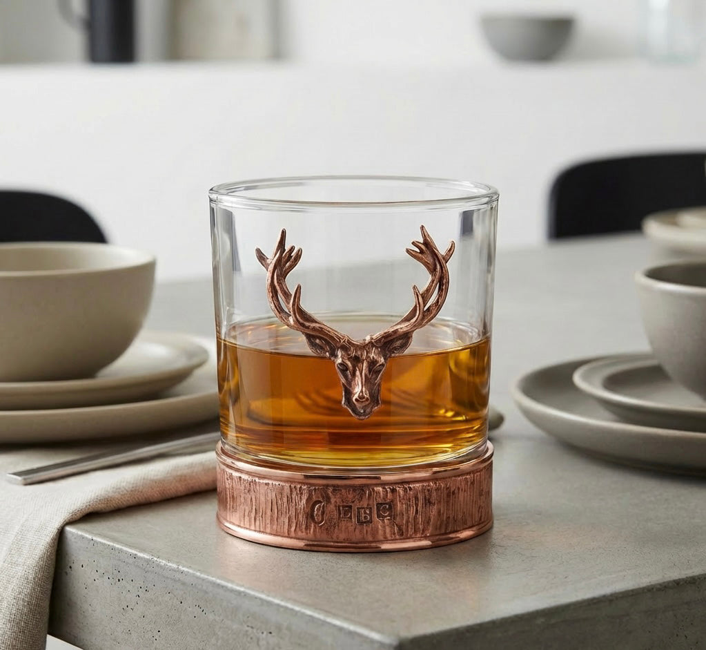 11oz Kupfer Majestic Hirsch Kopf Zinn Whisky Glas Becher