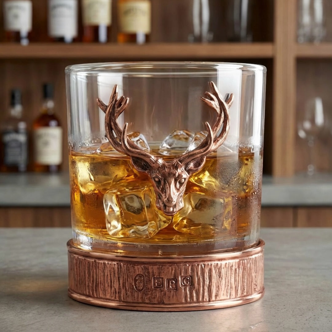 11oz Kupfer Majestic Hirsch Kopf Zinn Whisky Glas Becher