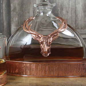 Majestic 570ml Whisky, Wine & Spirits  Copper Stag Crystal Decanter Gift Set Includes 4x 11oz Stag Copper Tumblers