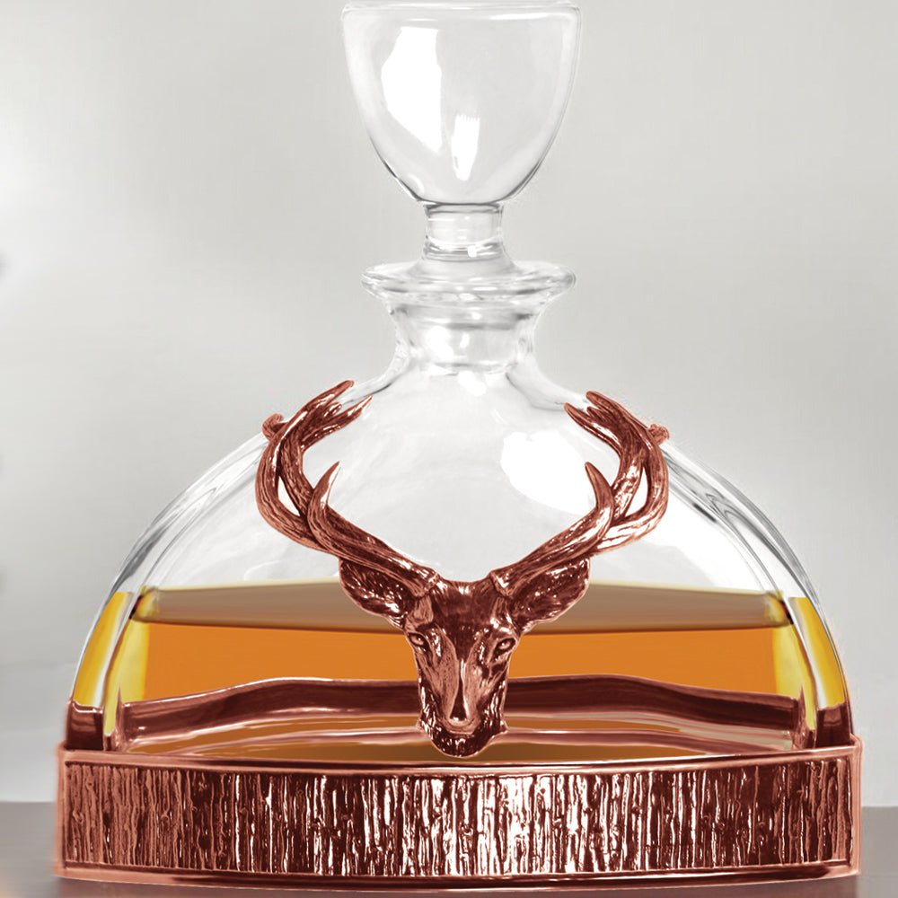 Majestic Whisky, Wine & Spirit Stag Crystal & Copper Whisky Decanter
