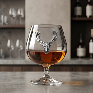 410ml Brandy Cognac Snifter Glass Gift With Pewter Stag