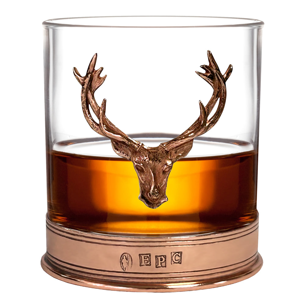 11oz Copper Majestic Stag Head Pewter Whisky Glass Tumbler