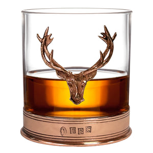 11oz Copper Stag Head Pewter Whisky Glass Tumbler Set of 2