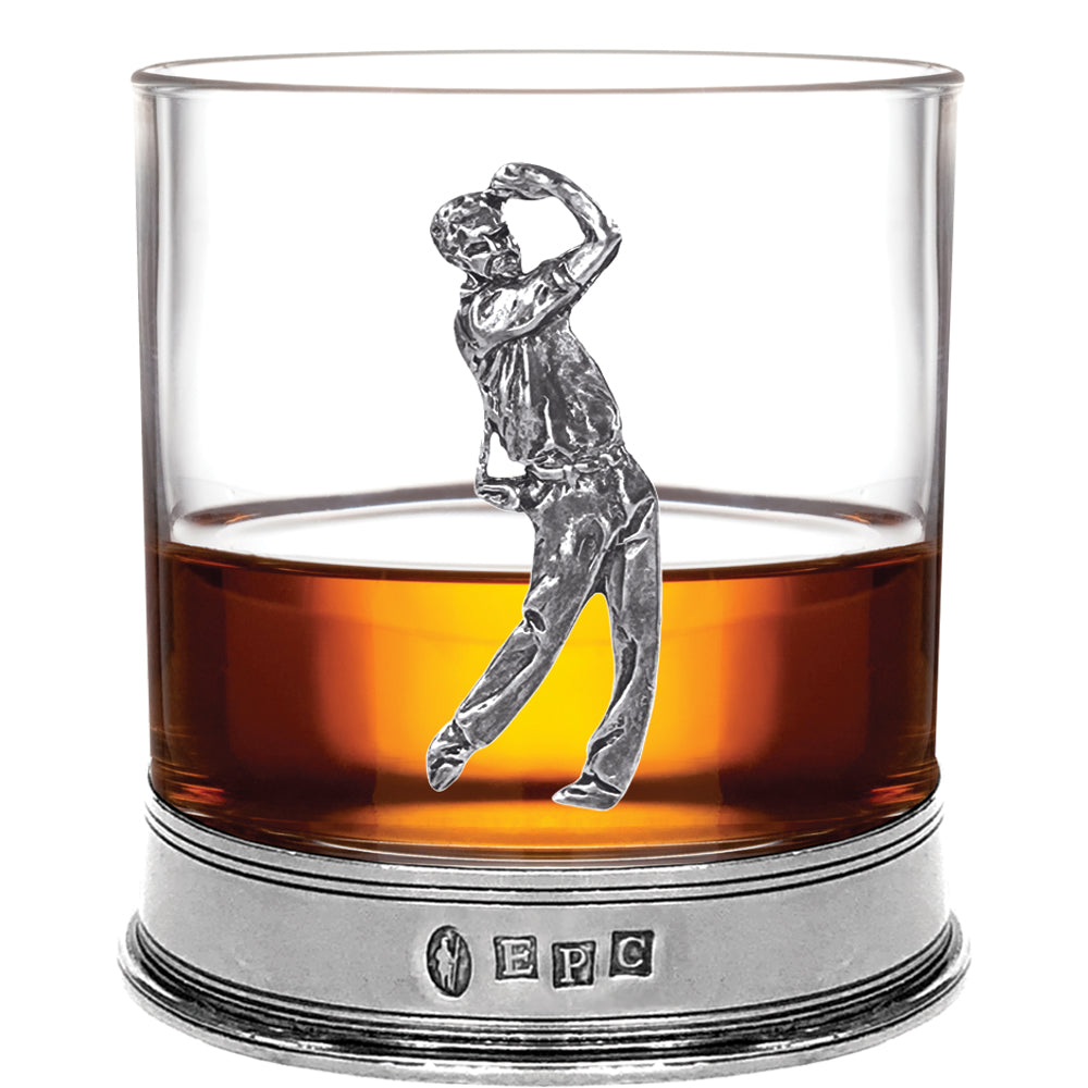 Bicchiere di vetro per whisky in peltro da golf da 11 once