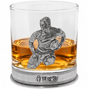 Bicchiere di vetro per whisky in peltro da 11 once di rugby
