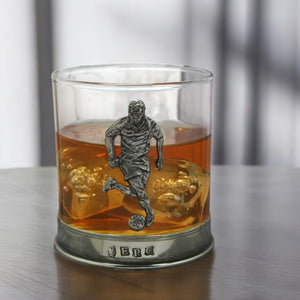 Bicchiere di vetro per whisky 11oz Football Pewter