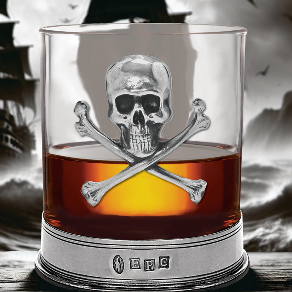 11oz Poison Skull and Cross Bones Pewter Rum or Whisky Glass Tumbler