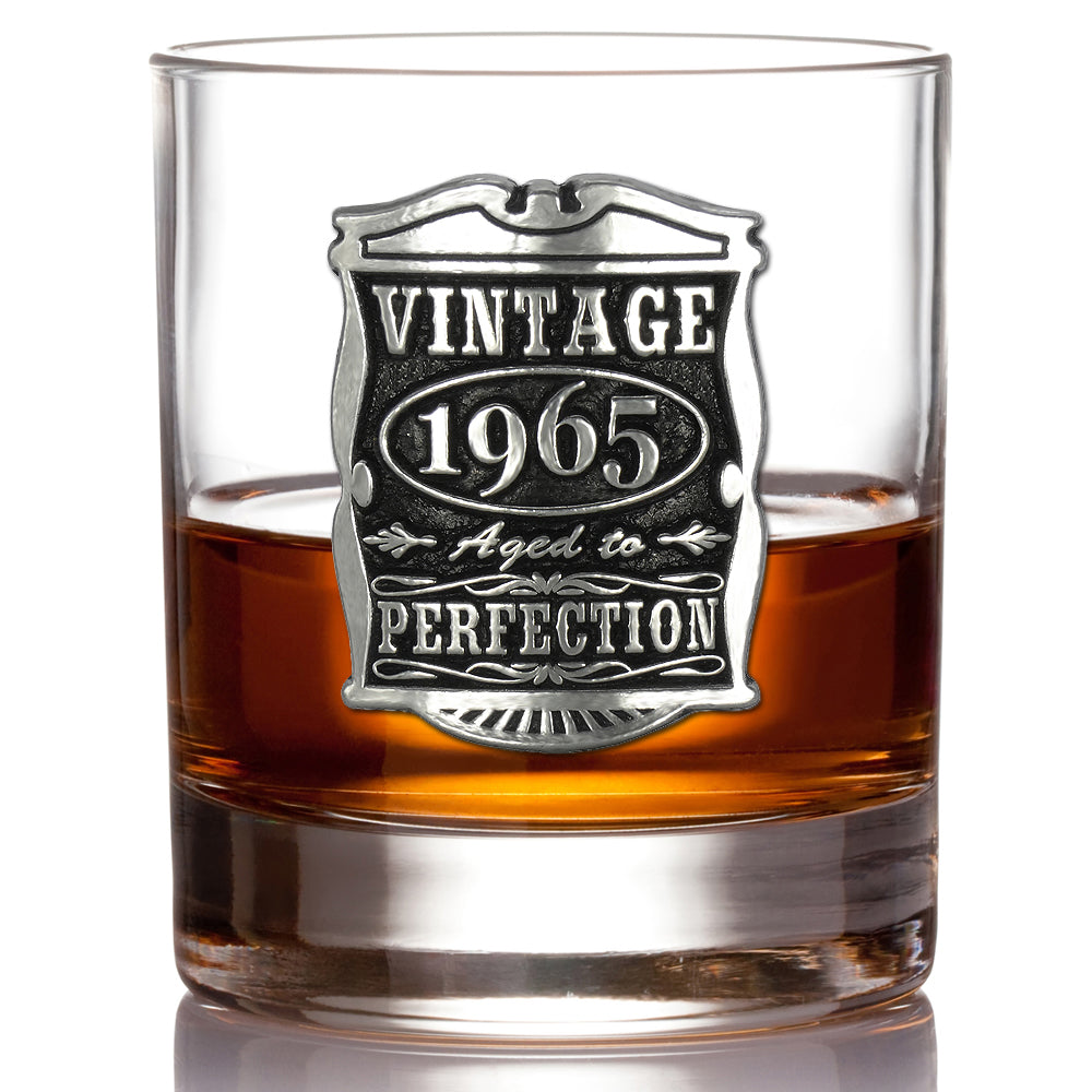 60° Compleanno o Anniversario Regalo 1962 Anni Vintage Whisky Tumbler di vetro in peltro