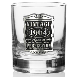 60° Compleanno o Anniversario Regalo 1962 Anni Vintage Whisky Tumbler di vetro in peltro
