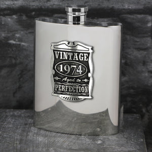 Cadeau de 50e anniversaire ou de 50 ans 1972 Vintage Years Pewter Hip Flask