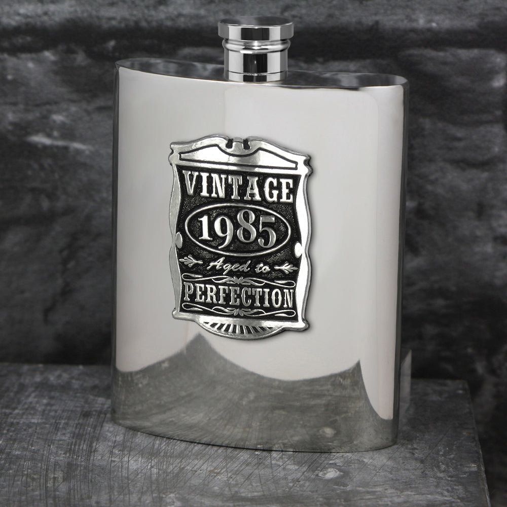 40° Compleanno o Anniversario regalo 1982 Vintage Years Pewter Hip Flask