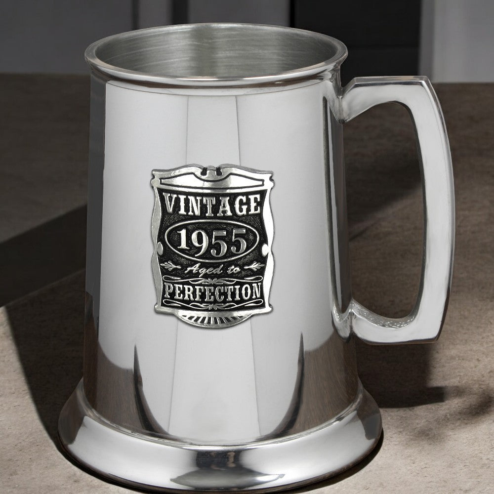 70th Birthday or Anniversary Gift 1955 Vintage Years Pewter Beer Mug Tankard
