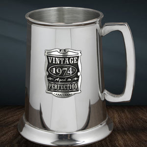 50th Birthday or Anniversary Gift 1974 Vintage Years Pewter Beer Mug Tankard