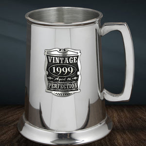 25th Birthday or Anniversary Gift 1999 Vintage Years Pewter Beer Mug Tankard