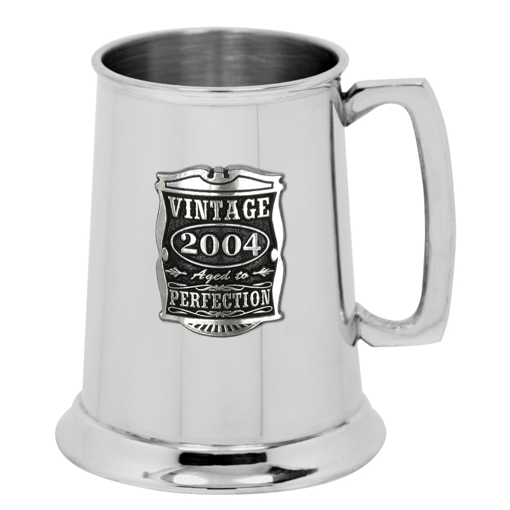 21st Birthday Gift 2004 Vintage Years Pewter Beer Mug Tankard