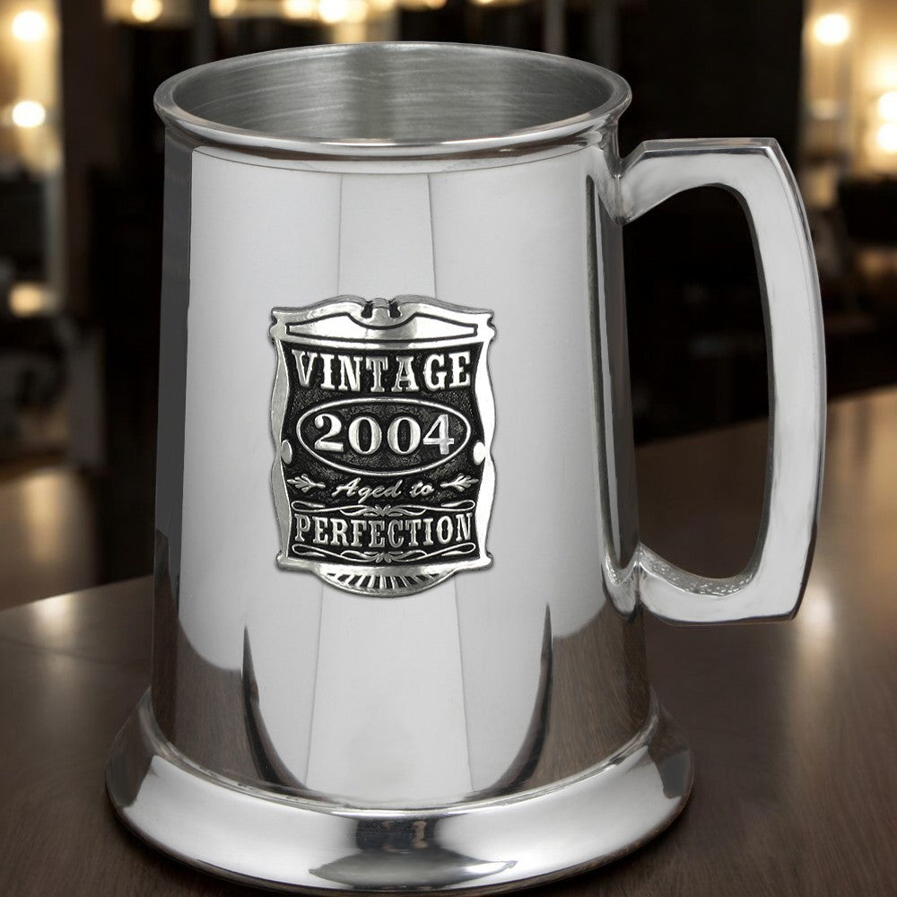 21st Birthday Gift 2004 Vintage Years Pewter Beer Mug Tankard