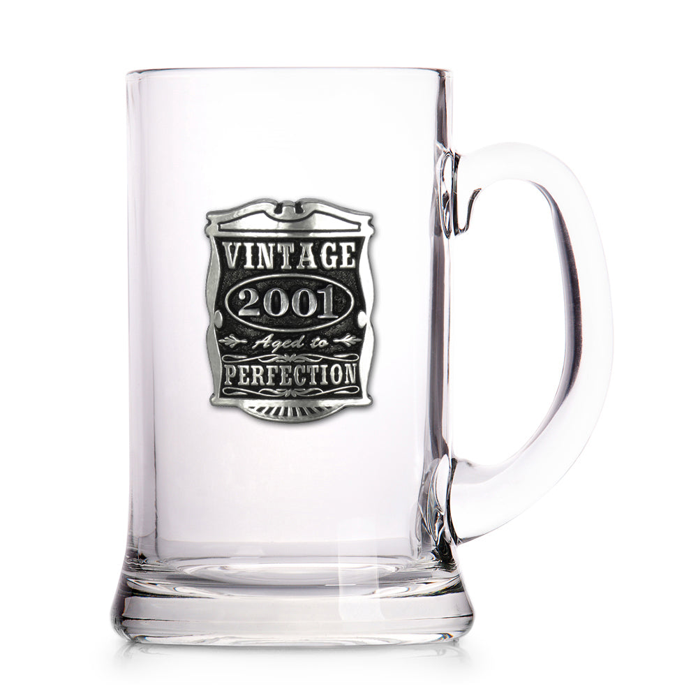 Cadeau de 25ème anniversaire 1997 Vintage Years Glass Pewter Beer Mug Tankard