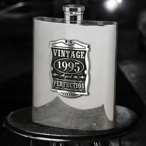 30th Birthday or Anniversary Gift 1995 Vintage Years Pewter Hip Flask