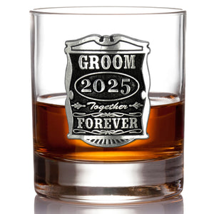 Gobelet en verre à whisky 11oz Mariage Groom en étain