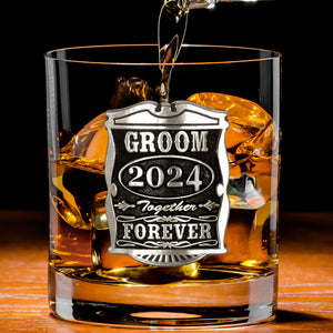 Gobelet en verre à whisky 11oz Mariage Groom en étain