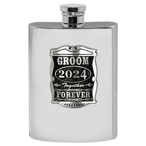 6oz Groom Pewter Hip Flask - Perfect Wedding Party Gifts 2024
