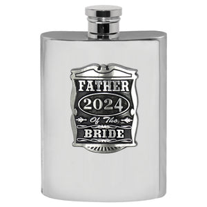 6oz Father Of The Bride Pewter Hip Flask - Perfect Wedding Party Gifts 2024